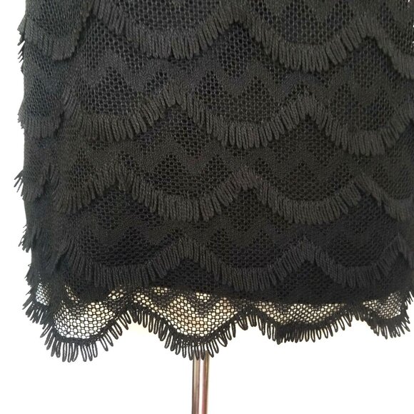 Ann Taylor Top Black S eyelash Fringe Lace Scalloped Crochet Tiered Sleeveless - Picture 4 of 6